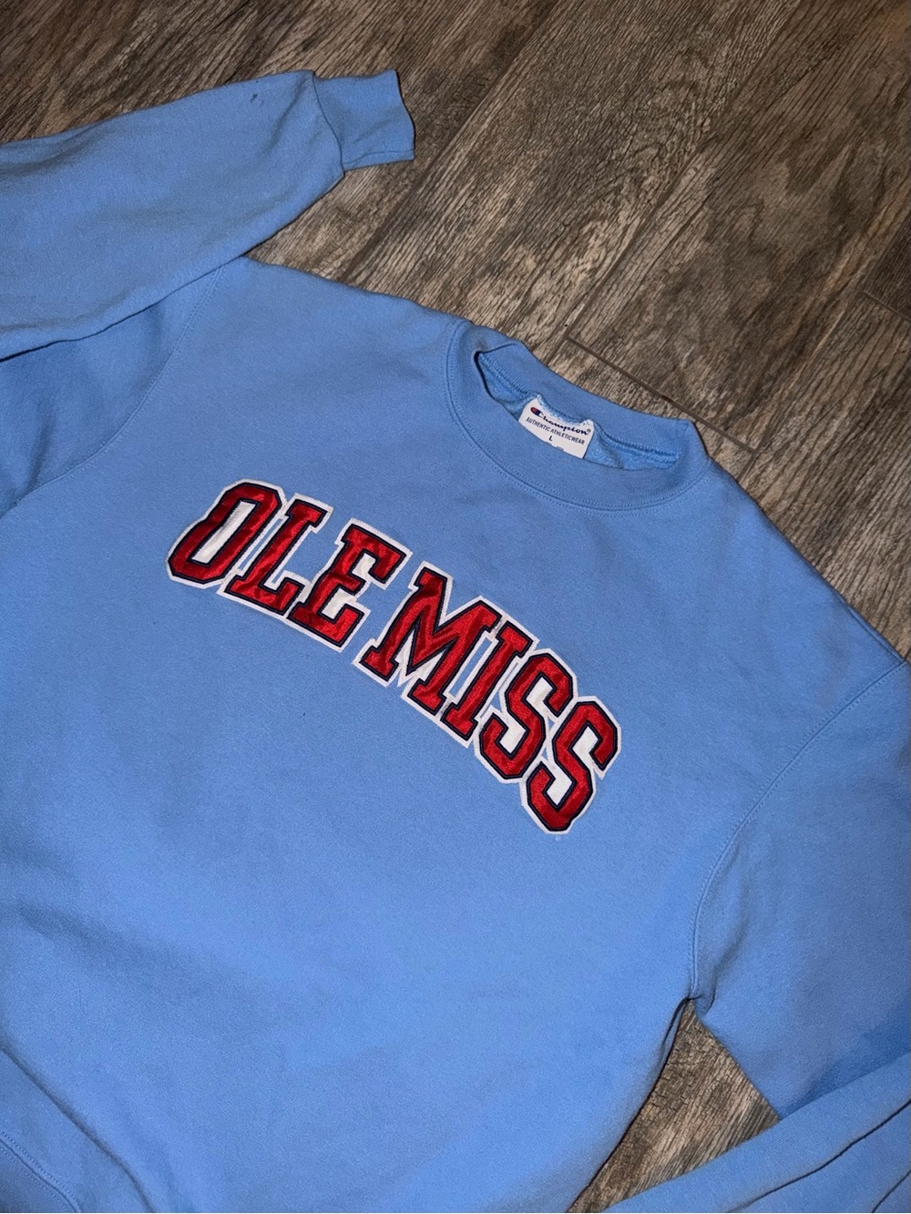 Champion Ole Miss Rebels Blue Crewneck Sweatshirt L